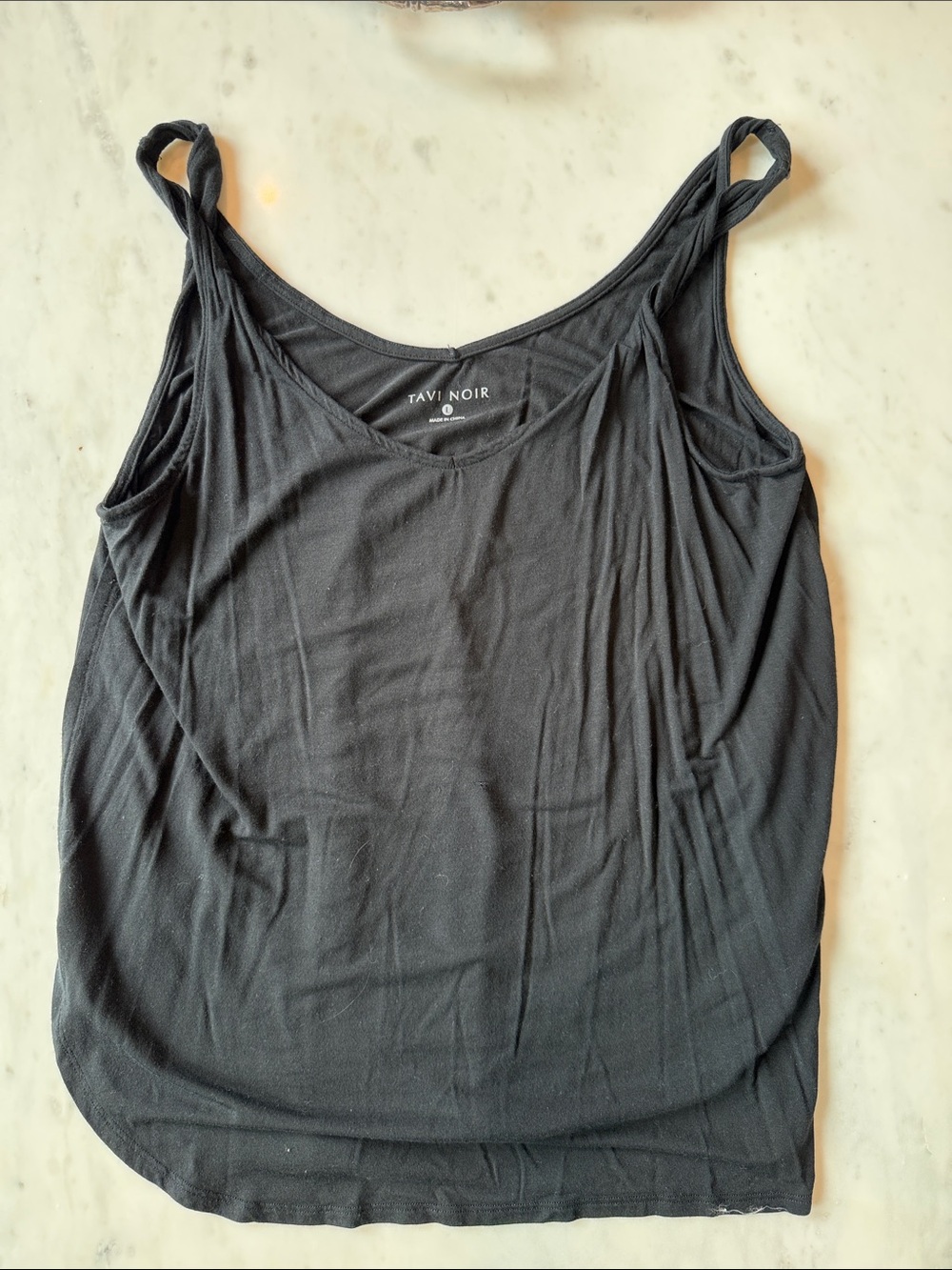 Tavi Black Sleeveless Twist Strap Tank Top